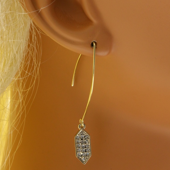 Lane Bryant Drop Dangle Earrings Gold & White NWT - Picture 3 of 4